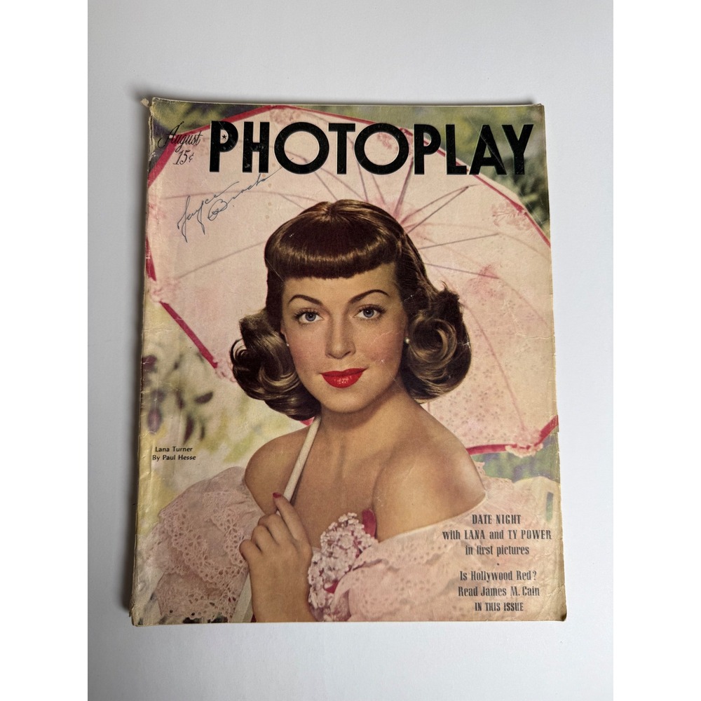 Vintage Photoplay Magazine August 1948 Lana Turner Tyrone Power James‎ M Cain